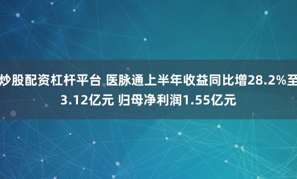 炒股配资杠杆平台 医脉通上半年收益同比增28.2%至3.12亿元 归母净利润1.55亿元