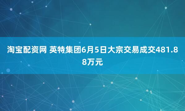 淘宝配资网 英特集团6月5日大宗交易成交481.88万元